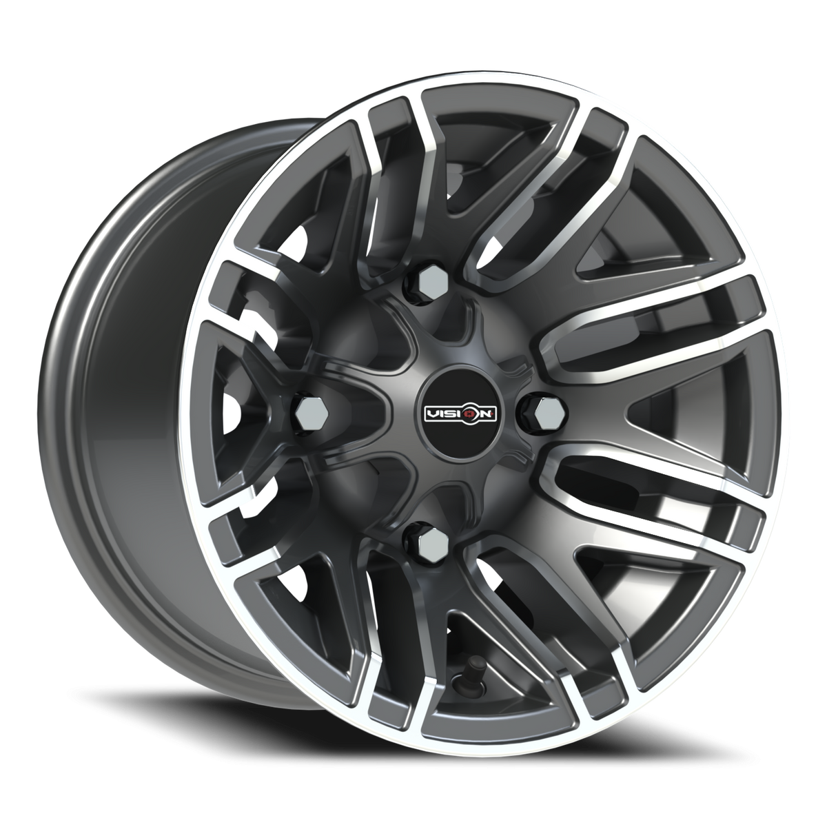 Vision Wheel 112 Gunmetal Machined Face 12x8 -10 4x136mm 110.5mm - Wheelwiz