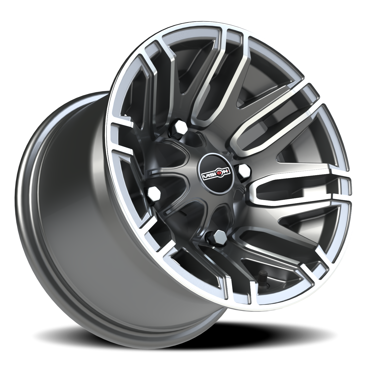 Vision Wheel 112 Gunmetal Machined Face 12x8 -10 4x136mm 110.5mm - Wheelwiz