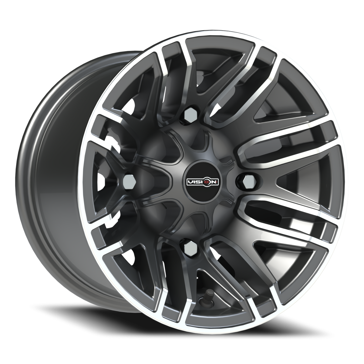 Vision Wheel 112 Gunmetal Machined Face 12x8 -10 4x156mm 131.1mm - Wheelwiz