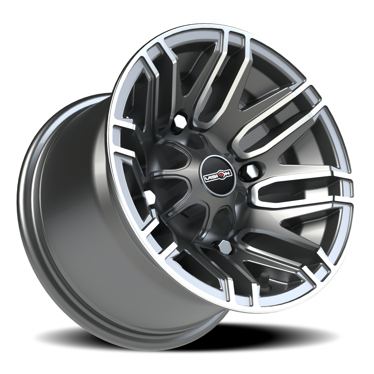 Vision Wheel 112 Gunmetal Machined Face 12x8 -10 4x156mm 131.1mm - Wheelwiz