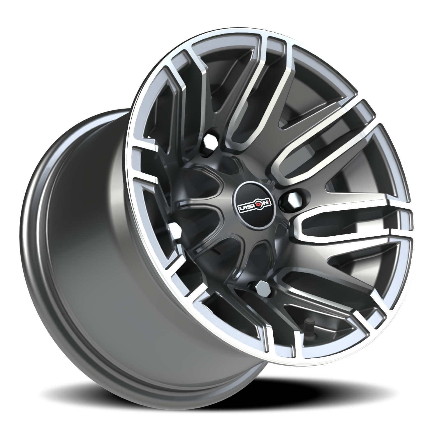 Vision Wheel 112 Gunmetal Machined Face 12x8 -10 4x156mm 131.1mm - Wheelwiz