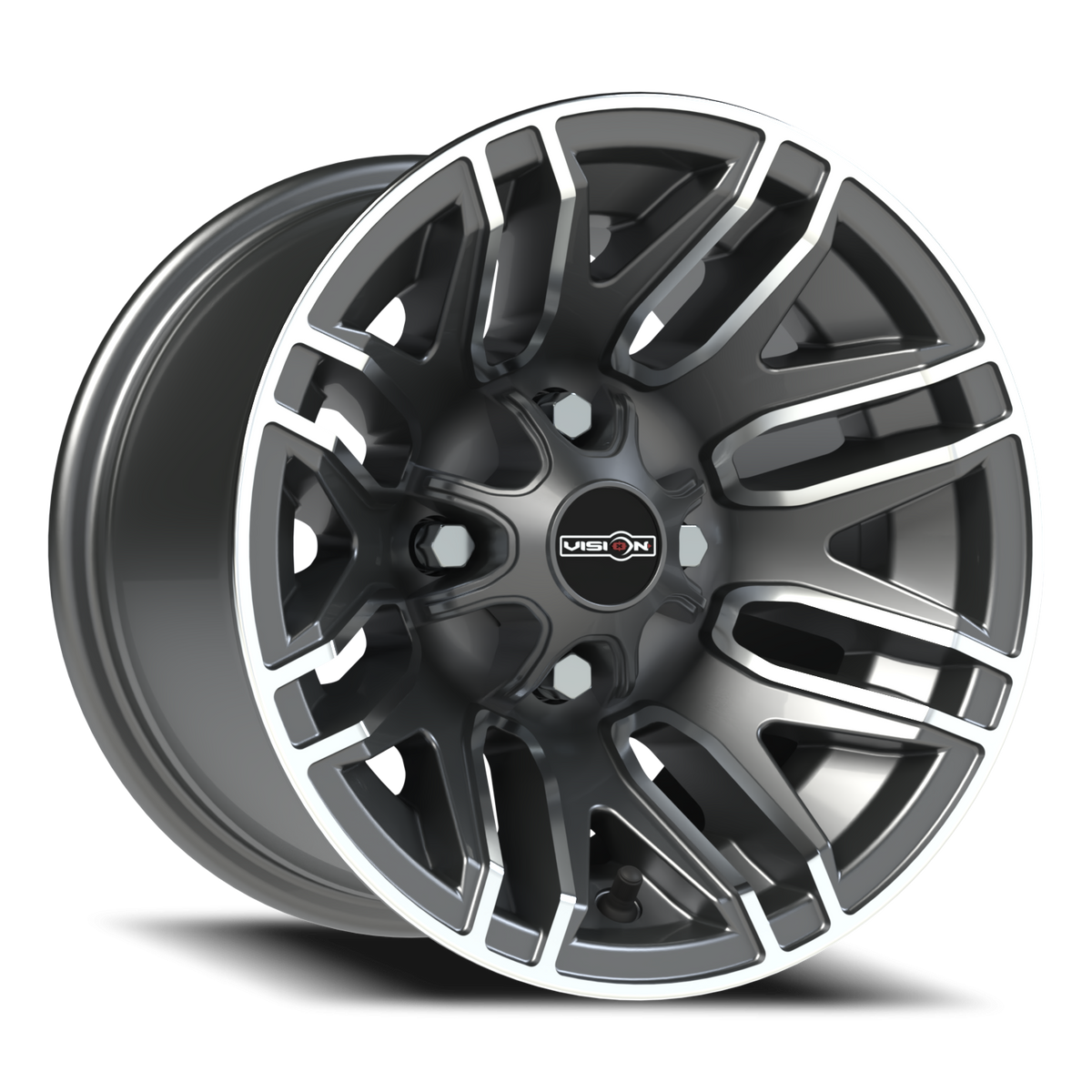 Vision Wheel 112 Gunmetal Machined Face 12x8 -10 4x101.6mm 69.9mm - Wheelwiz