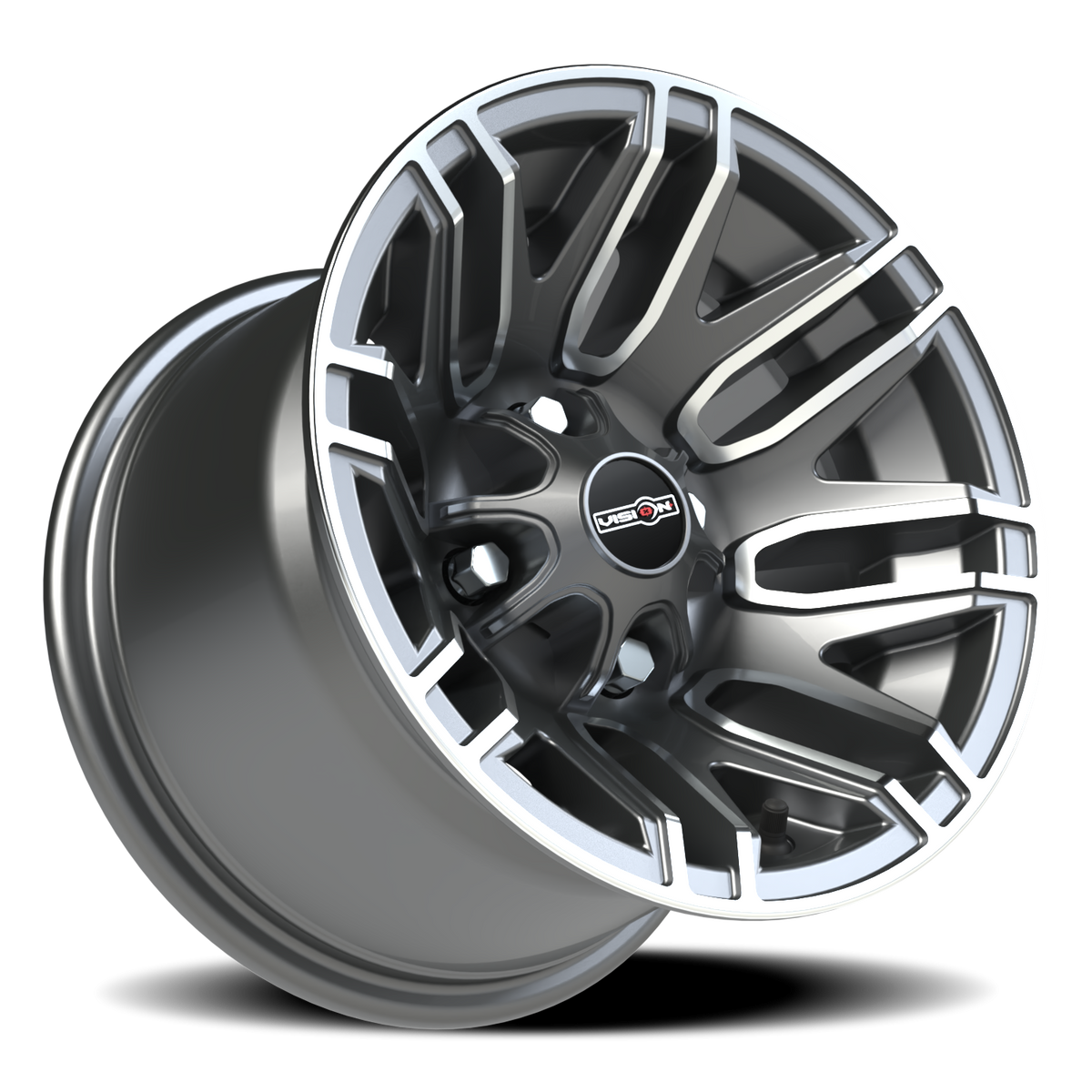 Vision Wheel 112 Gunmetal Machined Face 12x8 -10 4x101.6mm 69.9mm - Wheelwiz