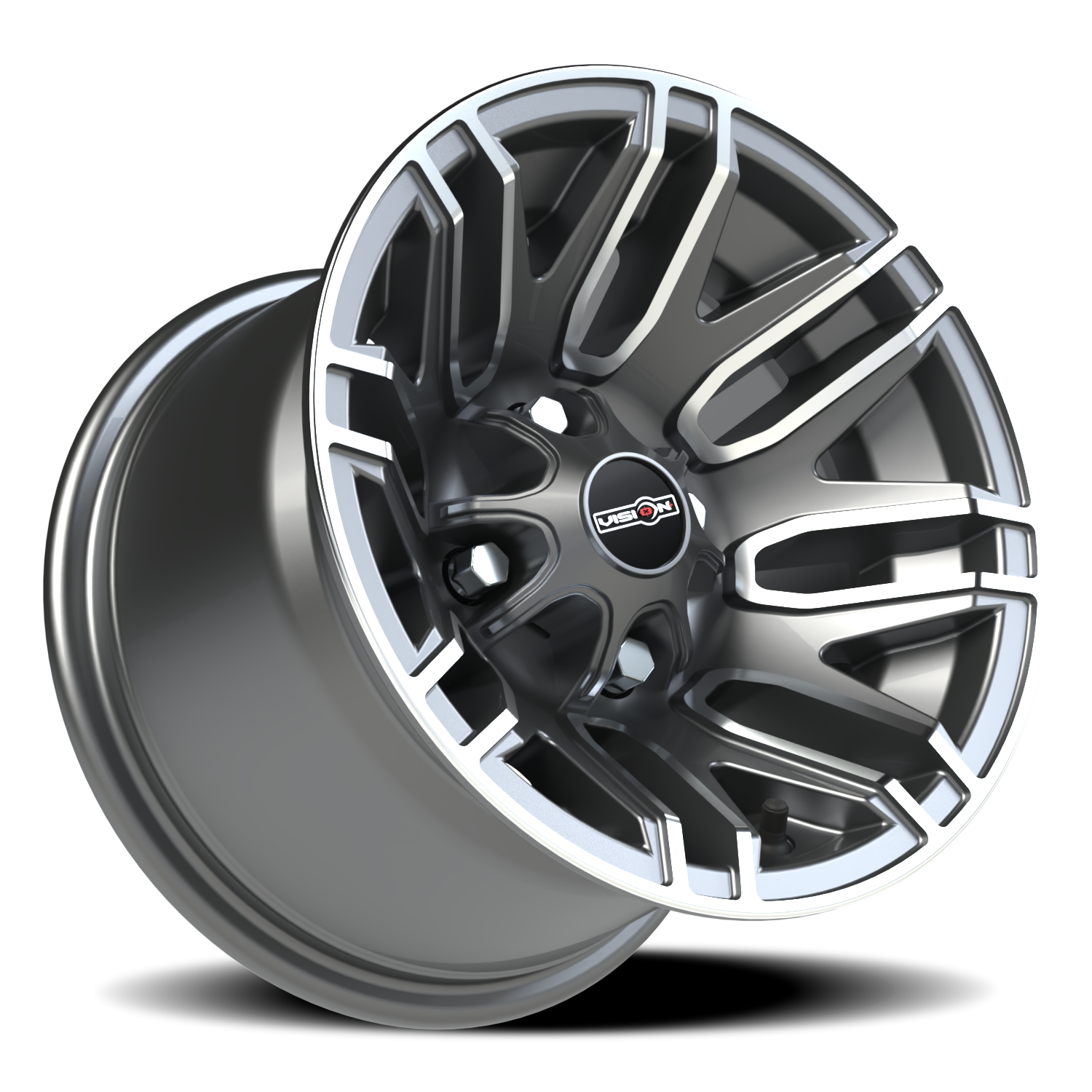 Vision Wheel 112 Gunmetal Machined Face 12x8 -10 4x101.6mm 69.9mm - Wheelwiz