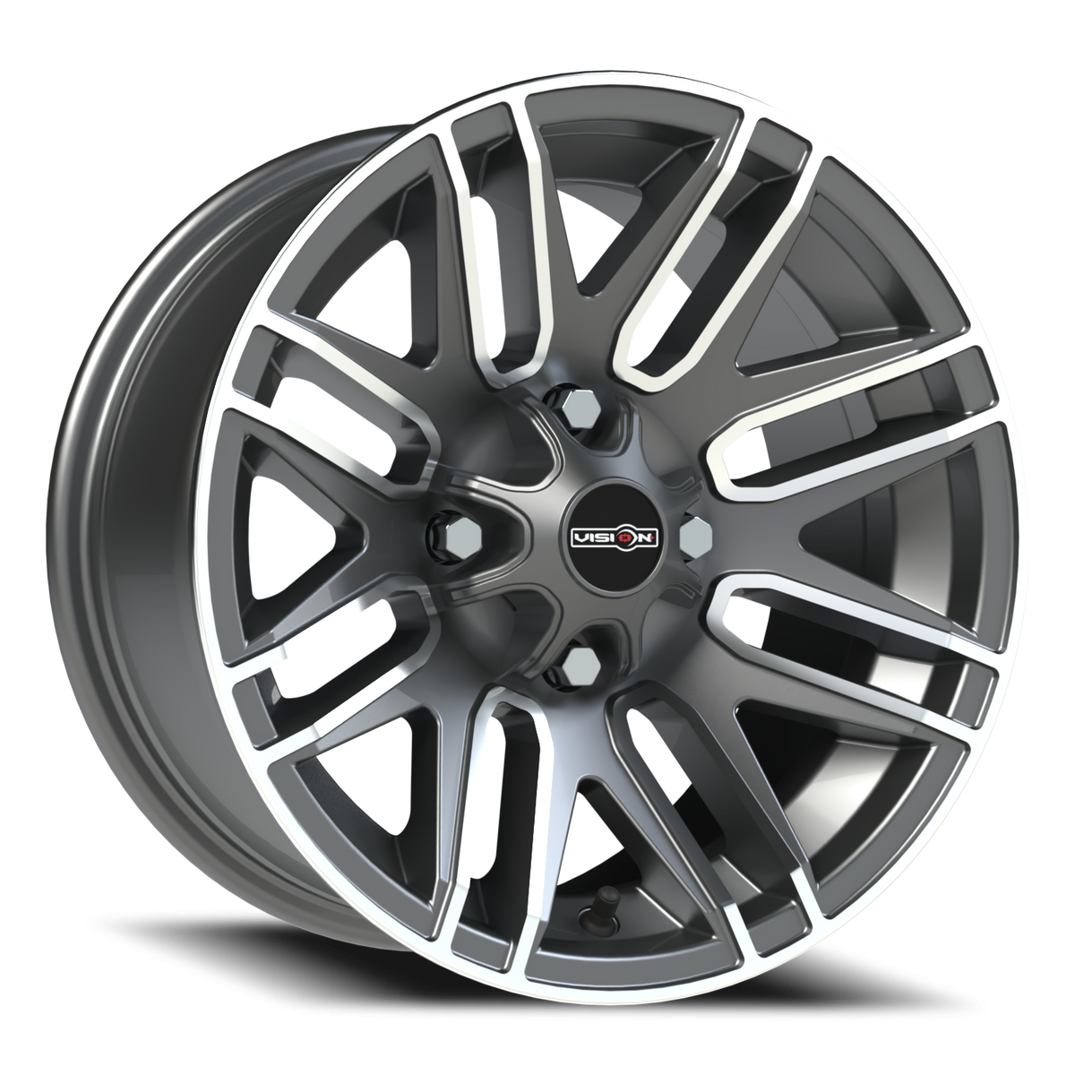 Vision Wheel 112 Gunmetal Machined Face 14x7 +3 4x110mm 86mm - Wheelwiz