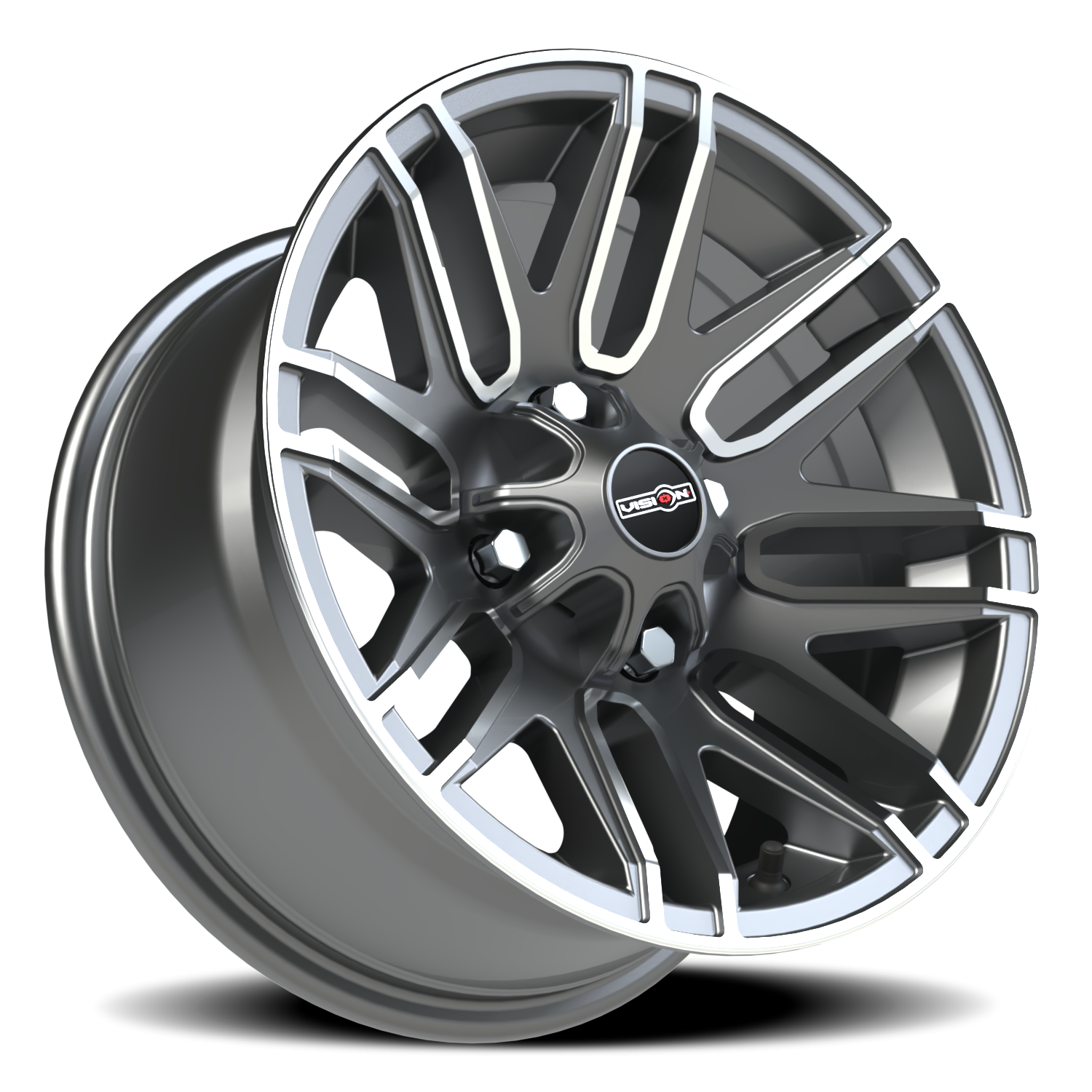 Vision Wheel 112 Gunmetal Machined Face 14x7 +3 4x110mm 86mm - Wheelwiz