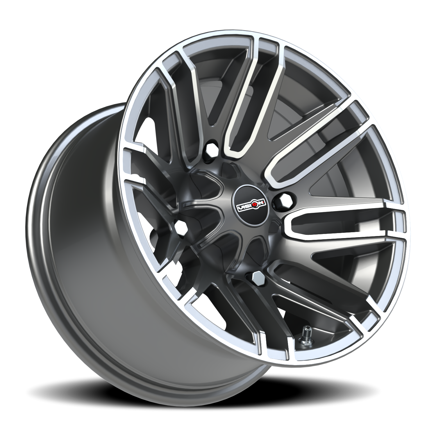 Vision Wheel 112 Gunmetal Machined Face 14x8 -10 4x110mm 86mm - Wheelwiz