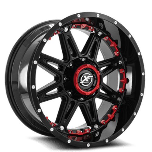XF Off-Road XF-217 Gloss Black Milled/red accents 20x10 -24 6x135mm 0mm - WheelWiz
