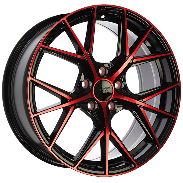 DAI A-SPEC Gloss Black - Machined Face - Red Face 16x7 +39 5x100mm 73.1mm - WheelWiz