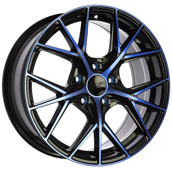 DAI A-SPEC Gloss Black - Machined Face - Blue Face 17x7.5 +42 5x114.3mm 67.1mm - WheelWiz