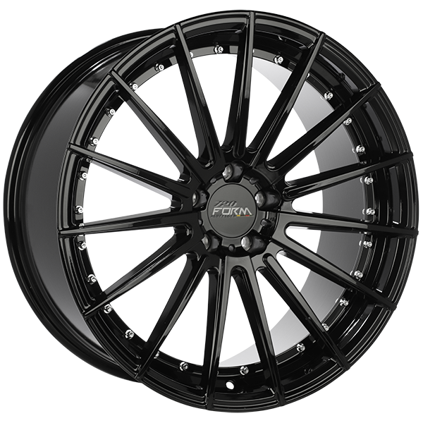 720Form RF3-V Gloss Black - Chrome Inserts 20x9 +40 5x108mm 63.4mm - WheelWiz