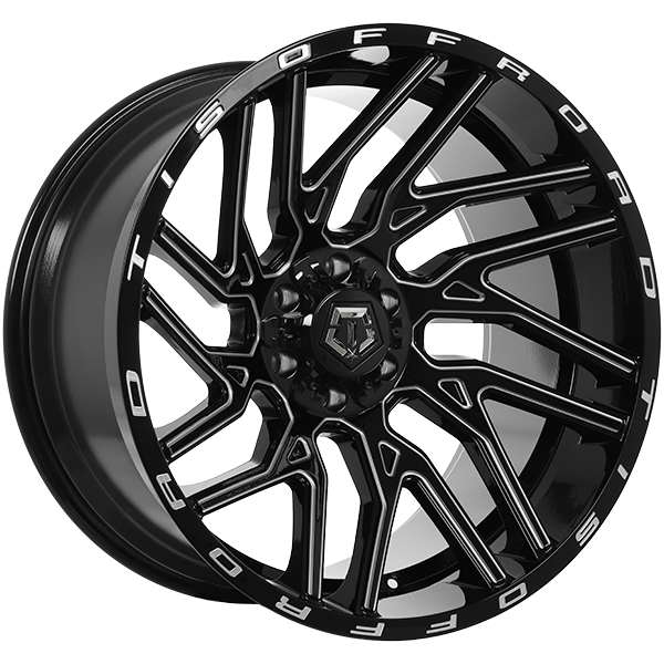 TIS Wheels 554 Gloss Black - Milled Edge 22x12 -44 6x135|6x139.7mm 108.1mm