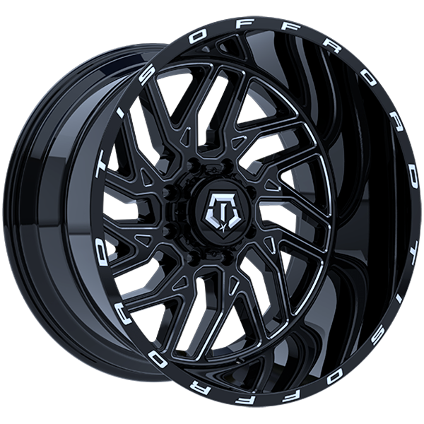 TIS Wheels 544 Gloss Black - Milled Edge 22x12 -44 5x127|5x139.7mm 78.1mm