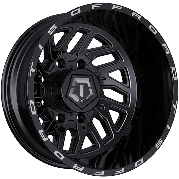 TIS Wheels 544 Gloss Black - Milled Edge 22x8.2 -198 8x210mm 154.3mm