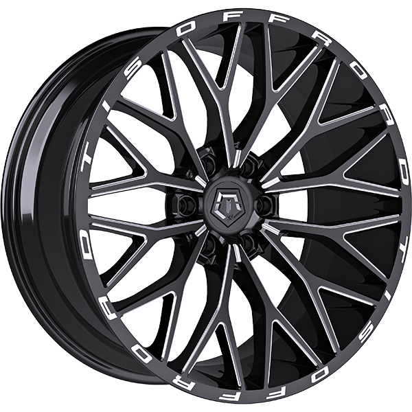 TIS Wheels 566 Gloss Black - Milled Edge 22x12 -44 6x139.7mm 106.1mm