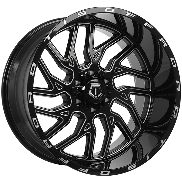 TIS Wheels 544 Gloss Black - Milled Edge 20x10 -25 5x127|5x139.7mm 78.1mm - Wheelwiz