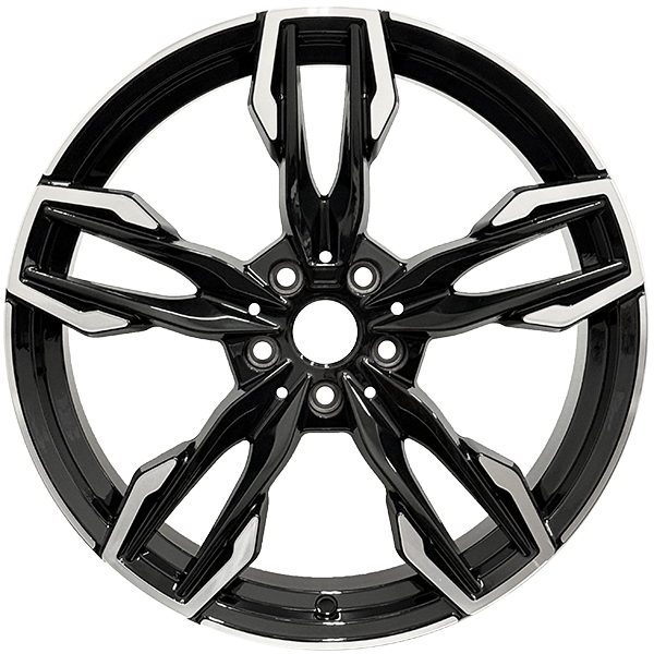 RAC Replica B38 Gloss Black - Machined Face 20x9 +25 5x112mm 66.6mm - Wheelwiz
