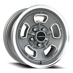 Vision Wheel 148 Satin Grey Machined Face/Lip 15x7 +6 5x114.3mm 83mm - Wheelwiz