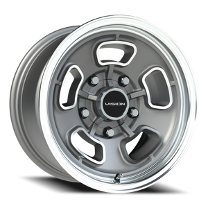 Vision Wheel 148 Satin Grey Machined Face/Lip 15x8 -19 5x127mm 83mm - Wheelwiz