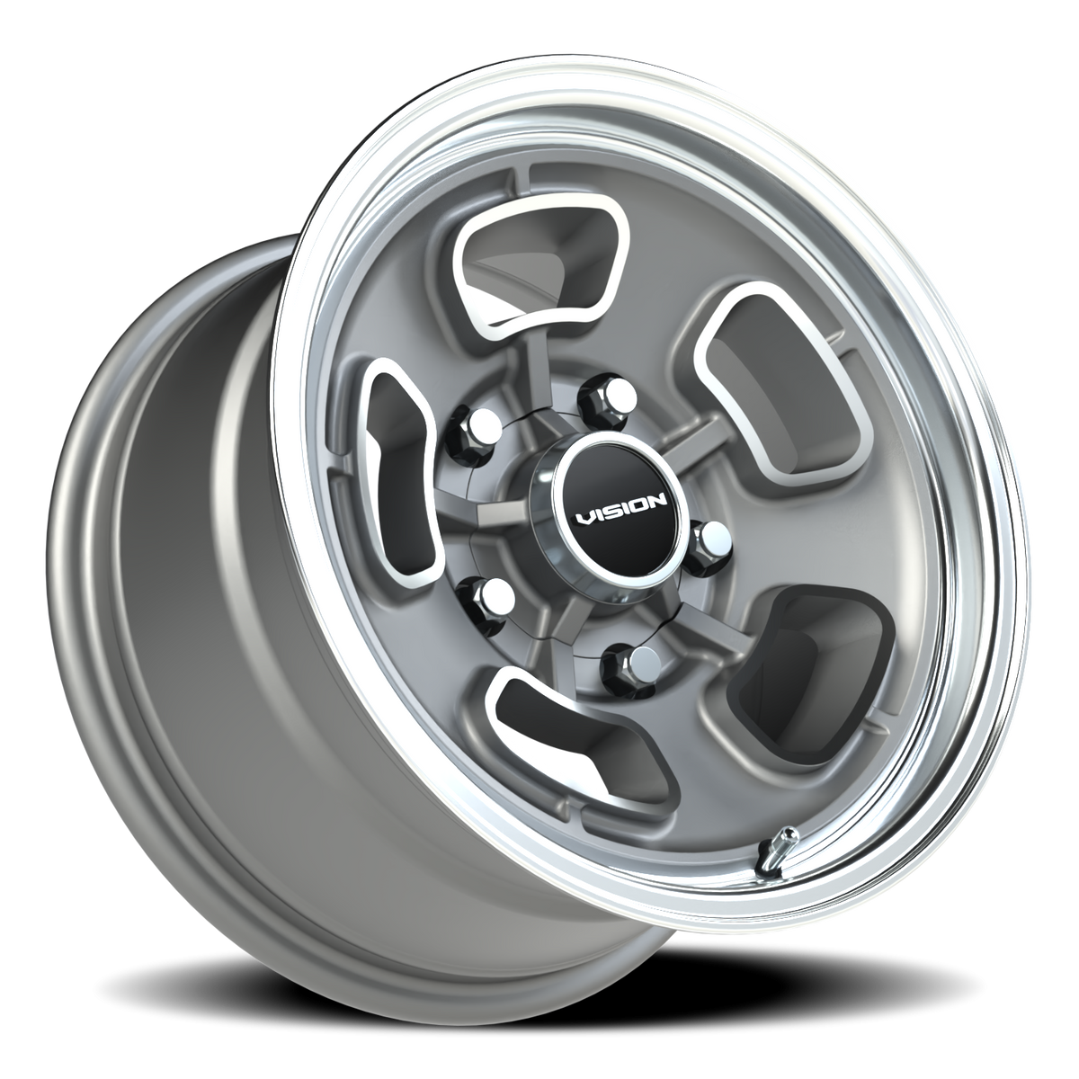 Vision Wheel 148 Satin Grey Machined Face/Lip 15x8 -19 5x127mm 83mm - Wheelwiz