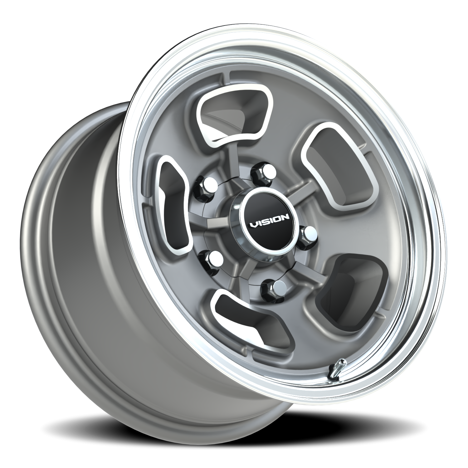 Vision Wheel 148 Satin Grey Machined Face/Lip 15x8 -19 5x127mm 83mm - Wheelwiz