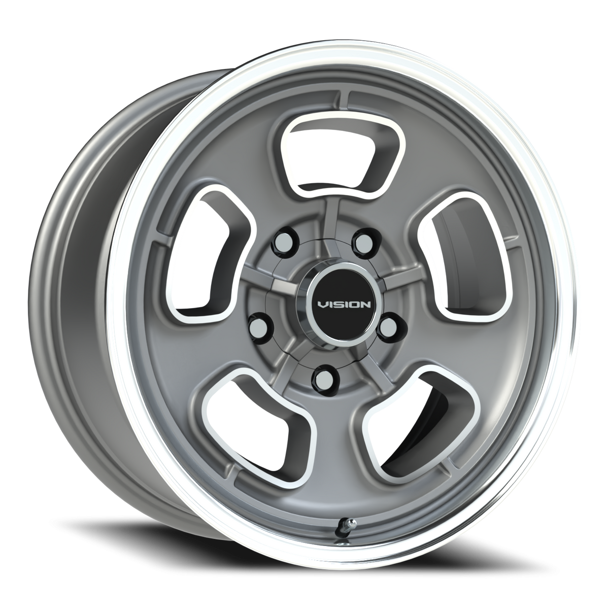 Vision Wheel 148 Satin Grey Machined Face/Lip 17x8 0 5x139.7mm 87.1mm - Wheelwiz