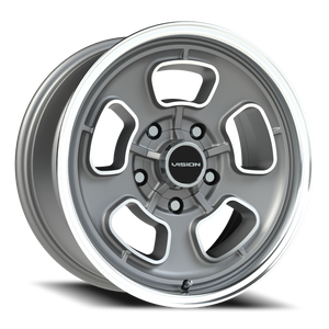 Vision Wheel 148 Satin Grey Machined Face/Lip 17x8 0 5x139.7mm 87.1mm - Wheelwiz