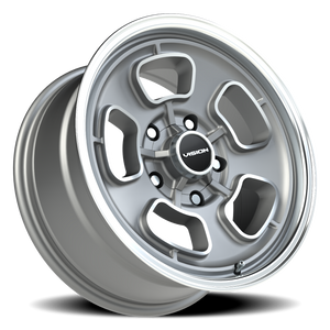Vision Wheel 148 Satin Grey Machined Face/Lip 17x8 0 5x139.7mm 87.1mm - Wheelwiz
