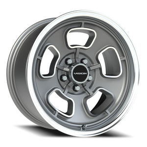 Vision Wheel 148 Satin Grey Machined Face/Lip 17x9 0 5x120.65mm 83mm - Wheelwiz