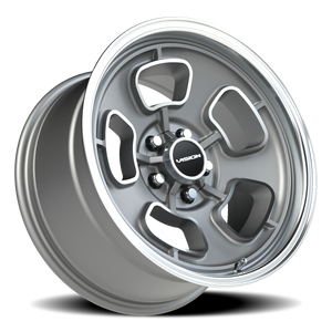 Vision Wheel 148 Satin Grey Machined Face/Lip 17x9 0 5x120.65mm 83mm - Wheelwiz