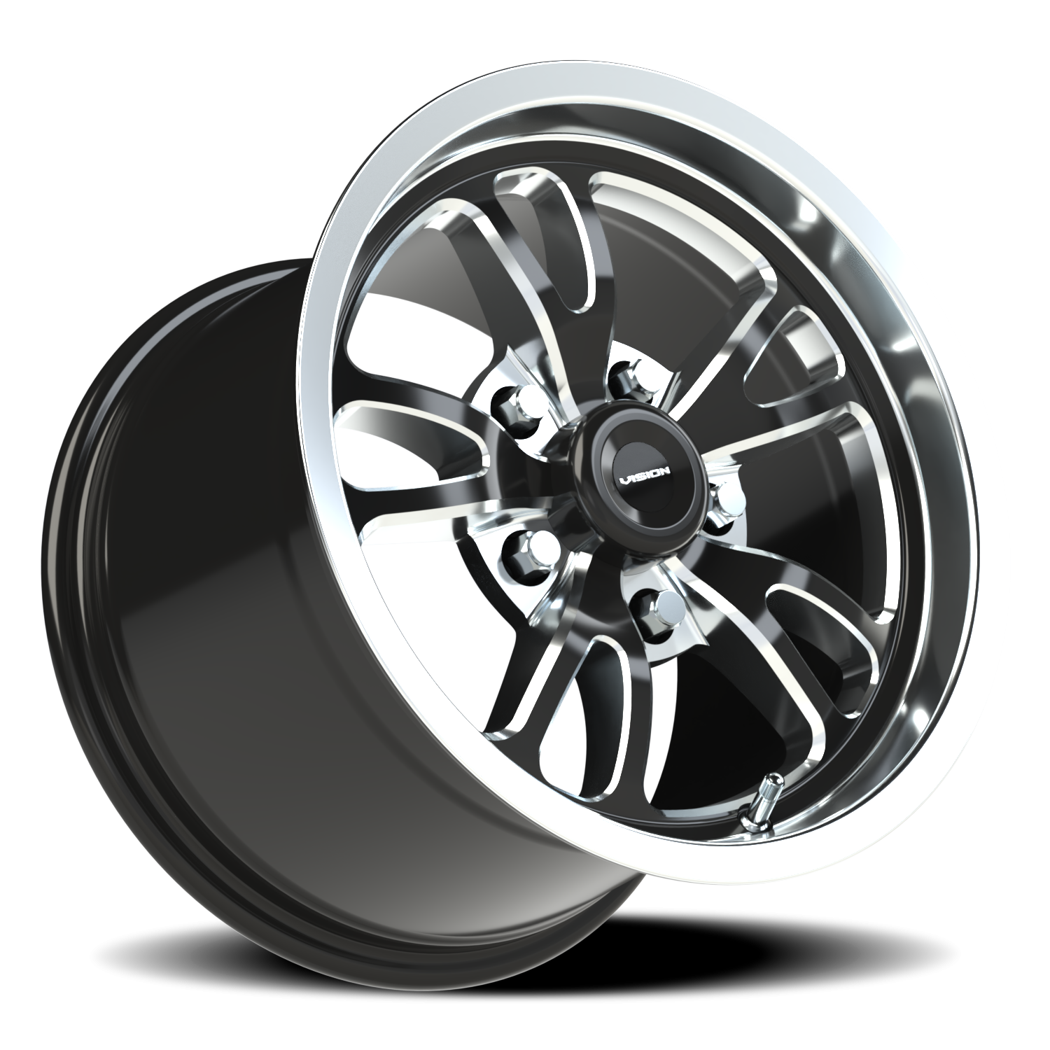 Vision Wheel 149 Gloss Black Milled Spoke Polished Lip 15x10 +51 5x120.65mm 83.1mm - Wheelwiz