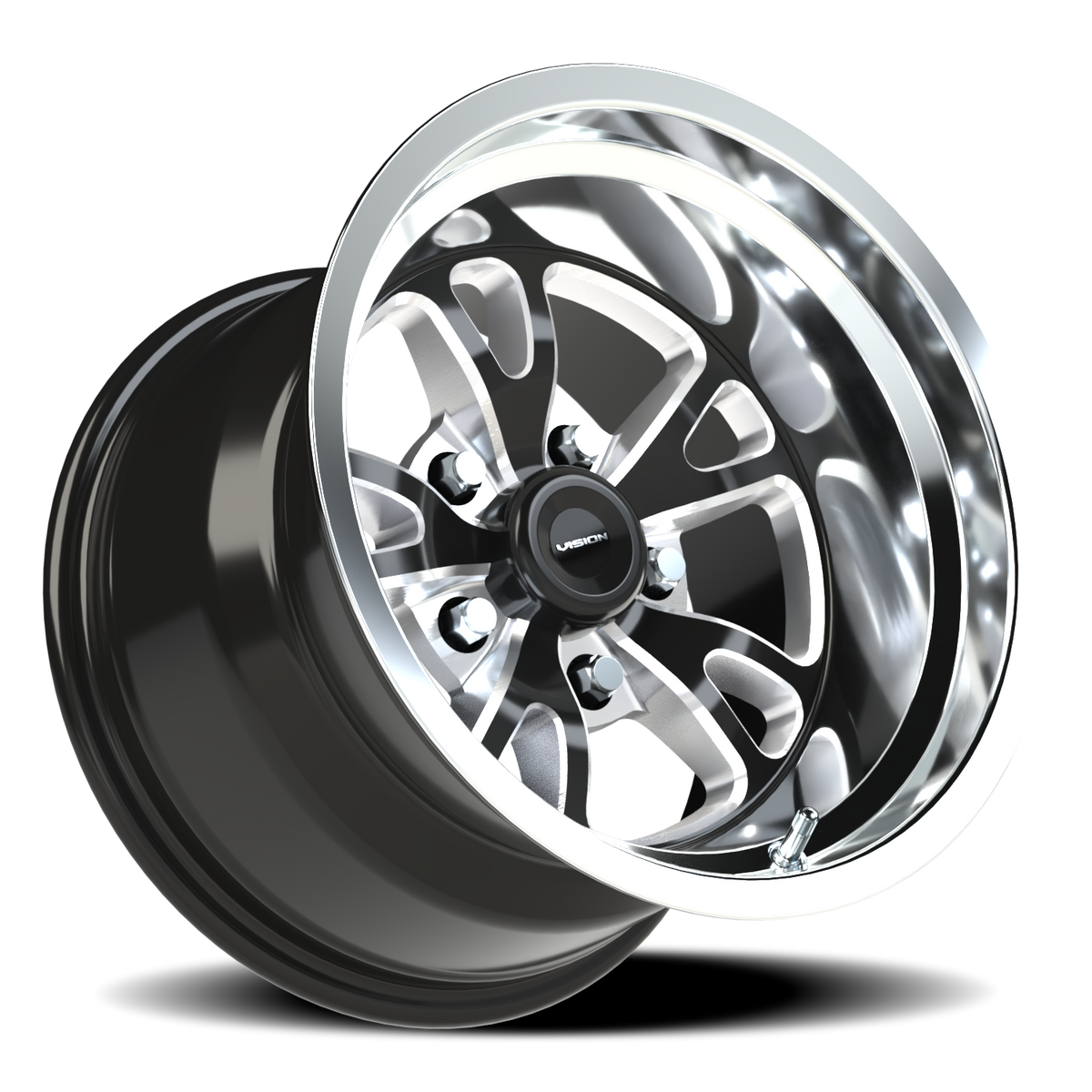 Vision Wheel 149 Gloss Black Milled Spoke Polished Lip 15x10 -25 5x114.3mm 83.1mm - Wheelwiz