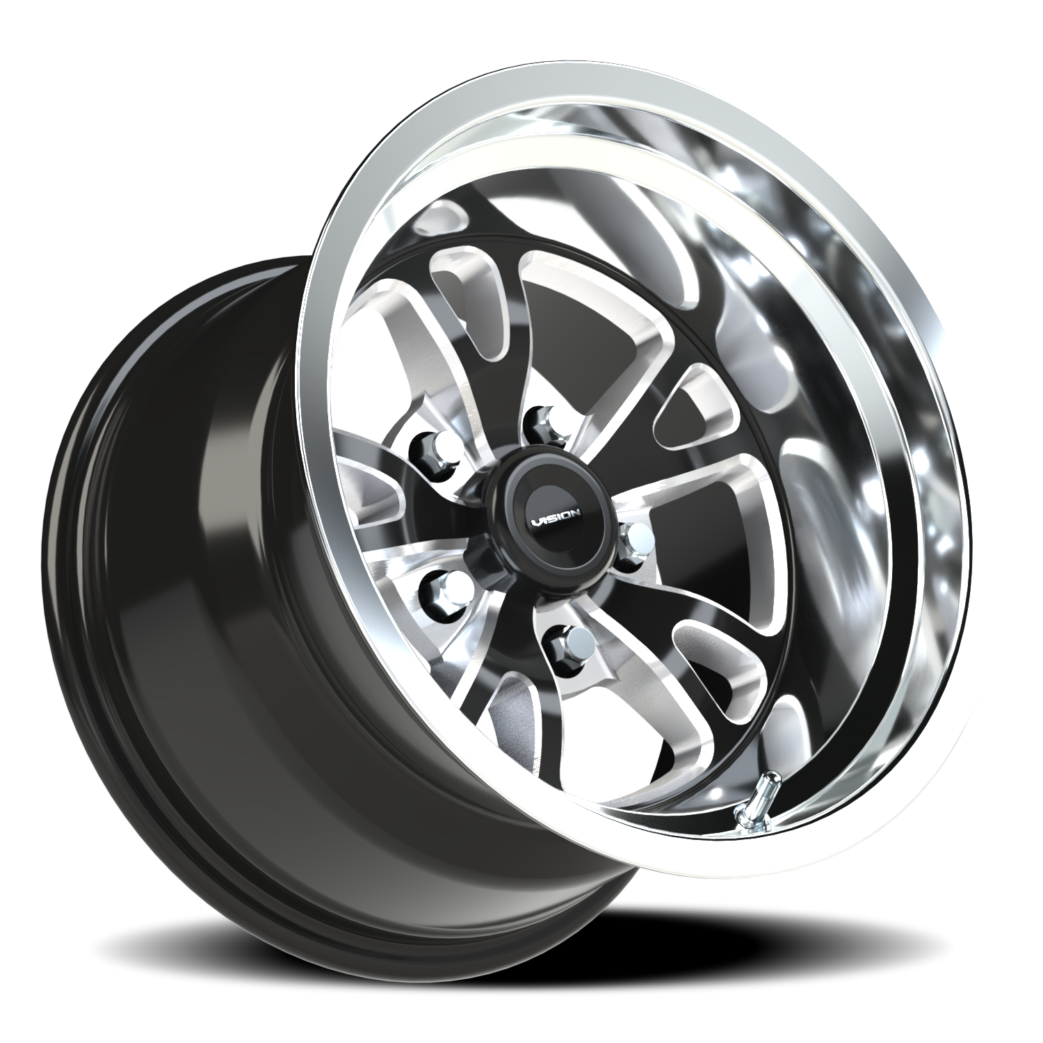 Vision Wheel 149 Gloss Black Milled Spoke Polished Lip 15x10 -25 5x114.3mm 83.1mm - Wheelwiz