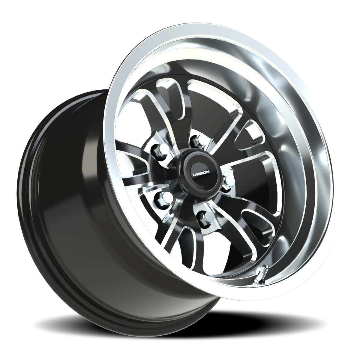 Vision Wheel 149 Gloss Black Milled Spoke Polished Lip 15x10 +25 5x114.3mm 83.1mm - Wheelwiz