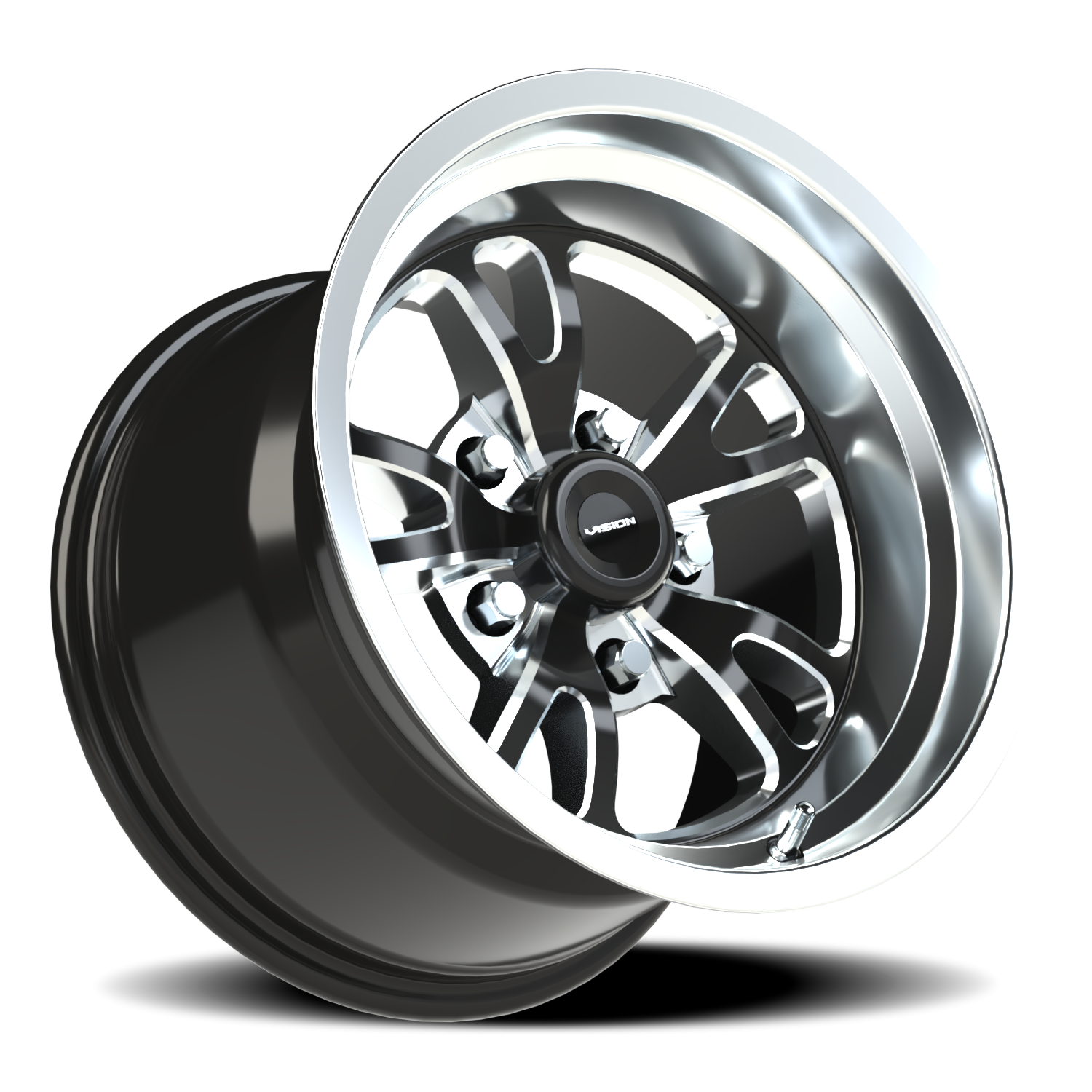 Vision Wheel 149 Gloss Black Milled Spoke Polished Lip 15x10 +25 5x114.3mm 83.1mm - Wheelwiz