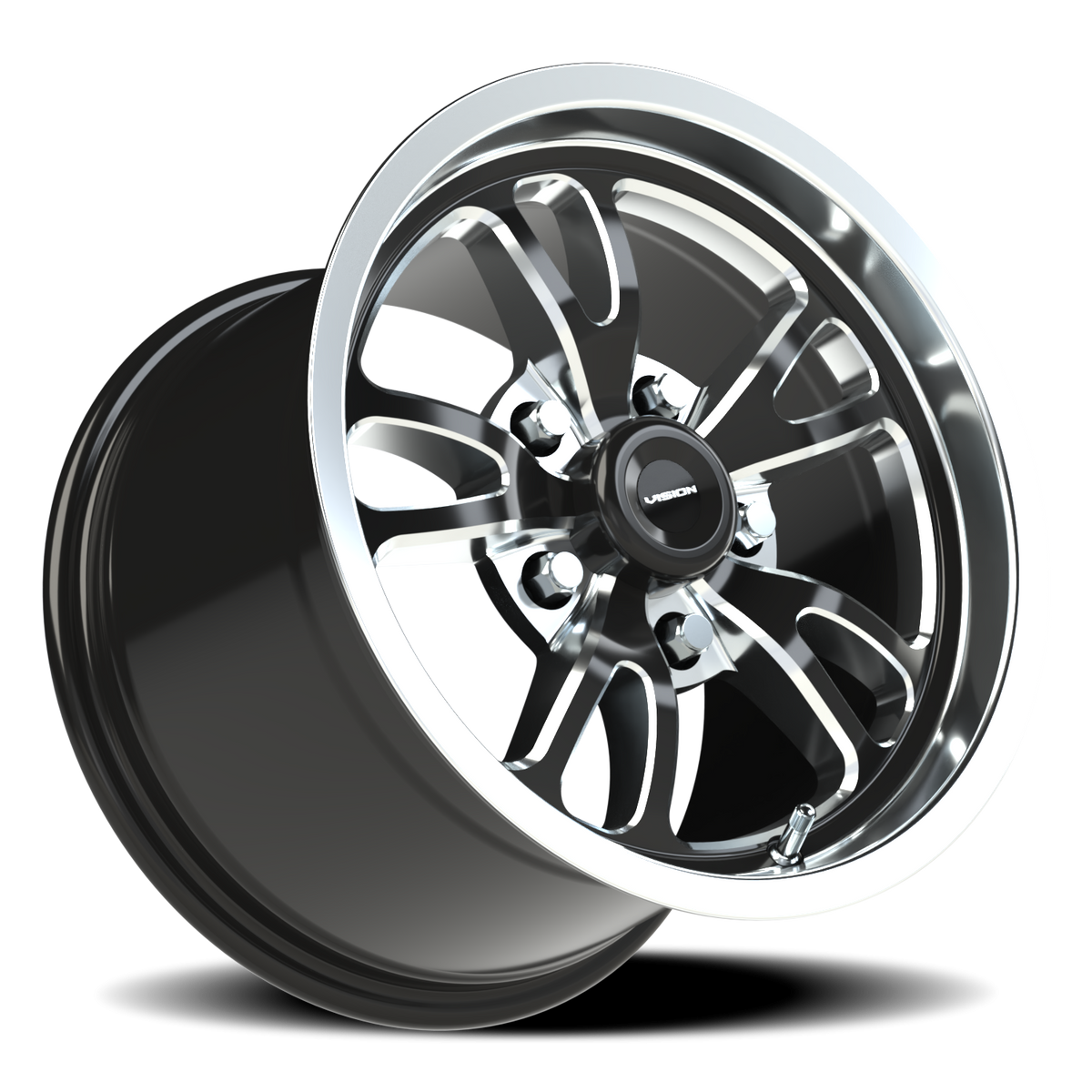 Vision Wheel 149 Gloss Black Milled Spoke Polished Lip 15x10 +51 5x114.3mm 83.1mm - Wheelwiz