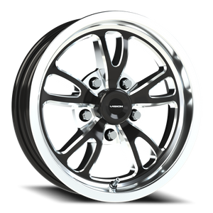 Vision Wheel 149 Gloss Black Milled Spoke Polished Lip 15x4 -19 5x114.3mm 83.1mm - Wheelwiz