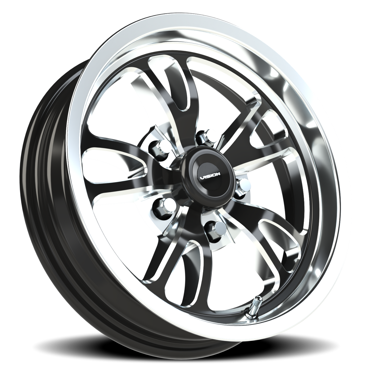Vision Wheel 149 Gloss Black Milled Spoke Polished Lip 15x4 -19 5x114.3mm 83.1mm - Wheelwiz
