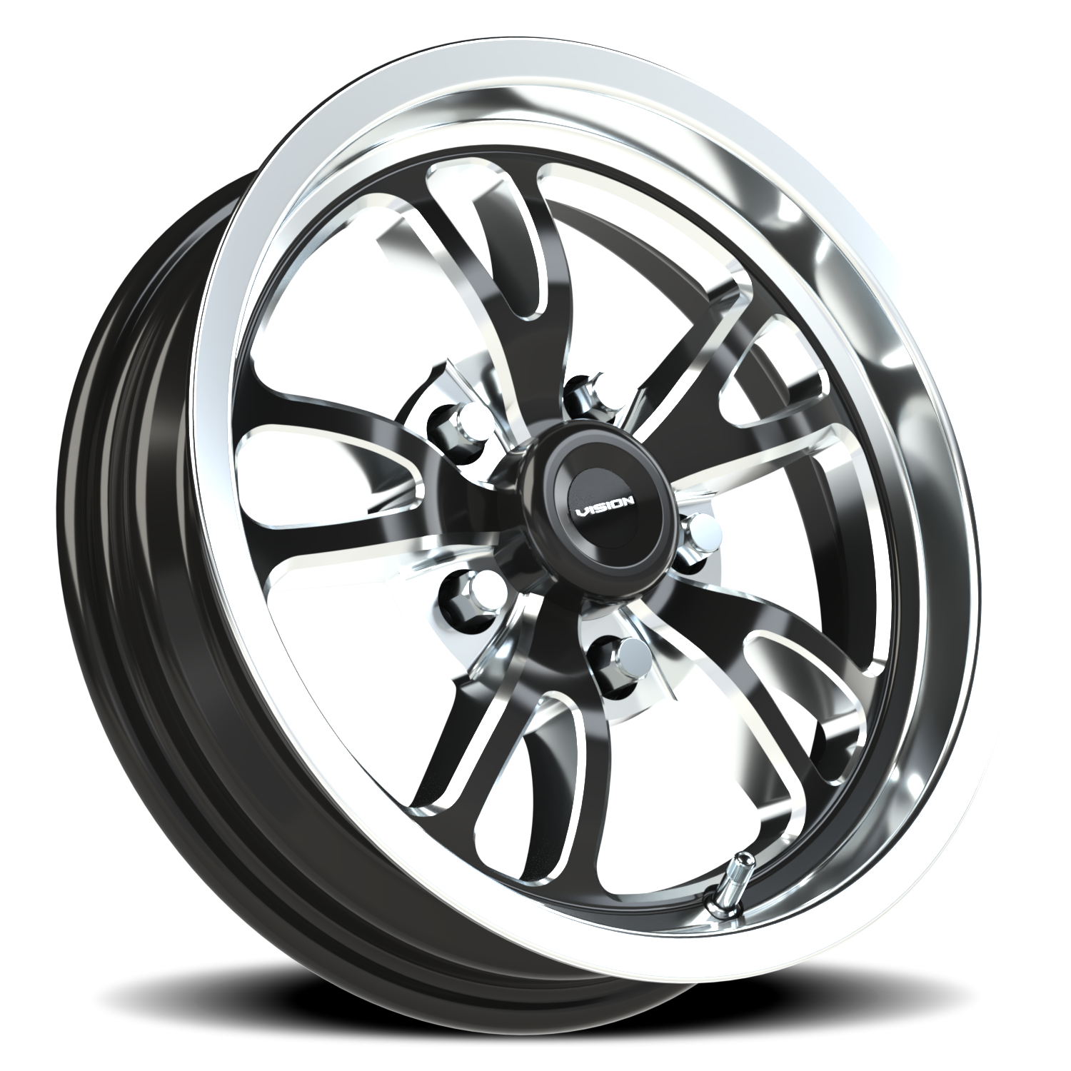 Vision Wheel 149 Gloss Black Milled Spoke Polished Lip 15x4 -19 5x114.3mm 83.1mm - Wheelwiz