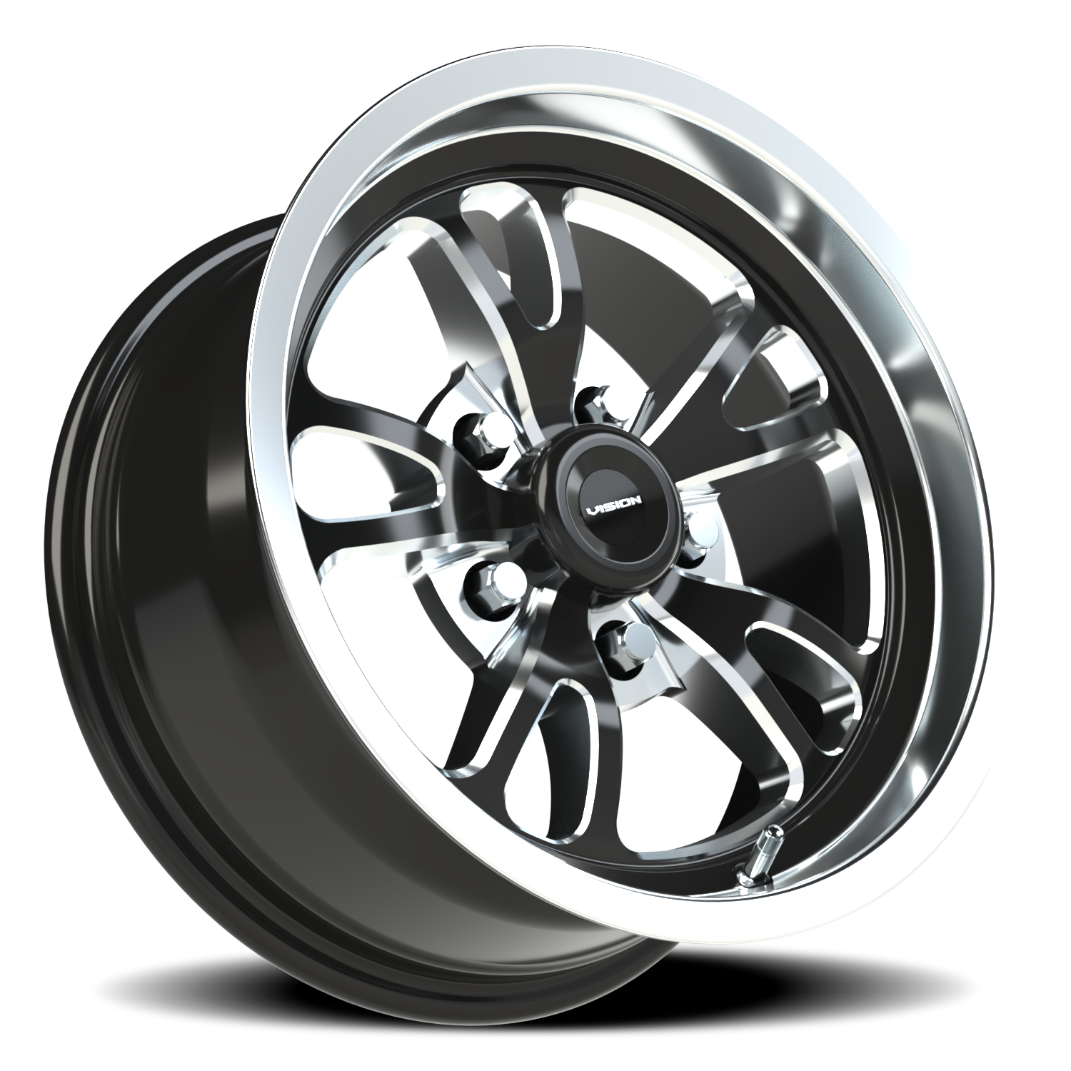 Vision Wheel 149 Gloss Black Milled Spoke Polished Lip 15x7 0 5x114.3mm 83.1mm - Wheelwiz