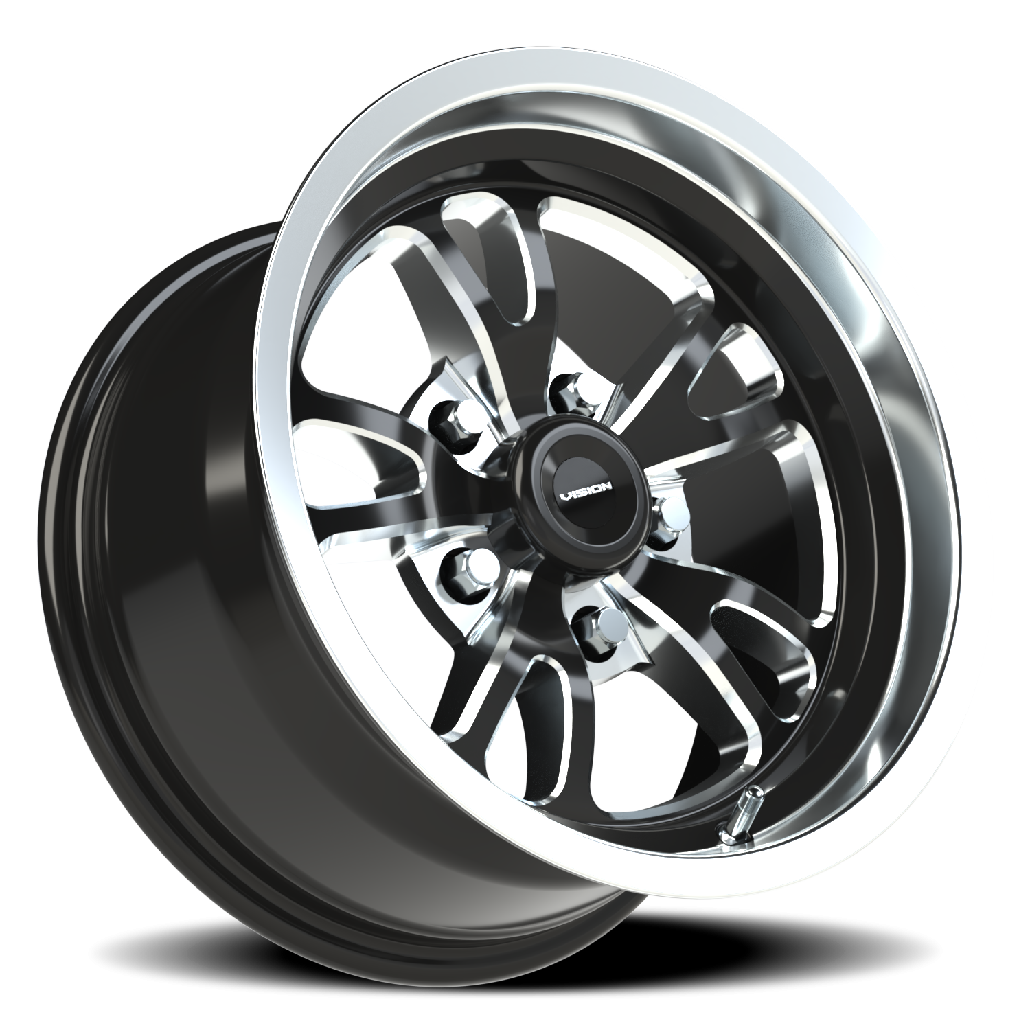 Vision Wheel 149 Gloss Black Milled Spoke Polished Lip 15x8 0 5x120.65mm 83.1mm - Wheelwiz
