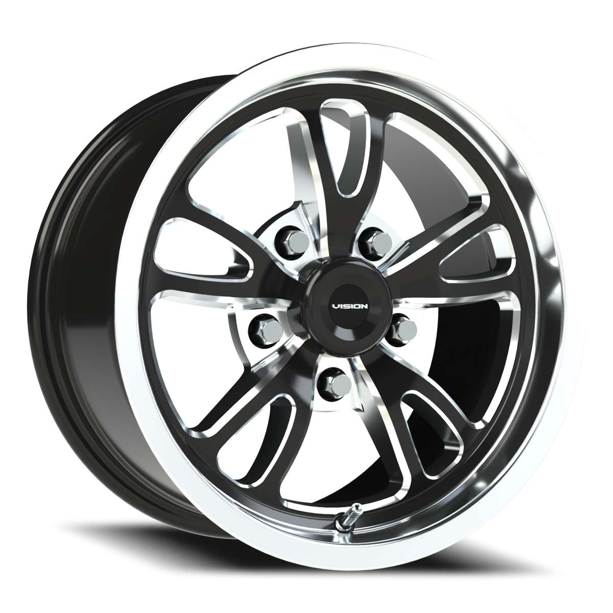 Vision Wheel 149 Gloss Black Milled Spoke Polished Lip 15x8 +27 5x120.65mm 83.1mm - Wheelwiz