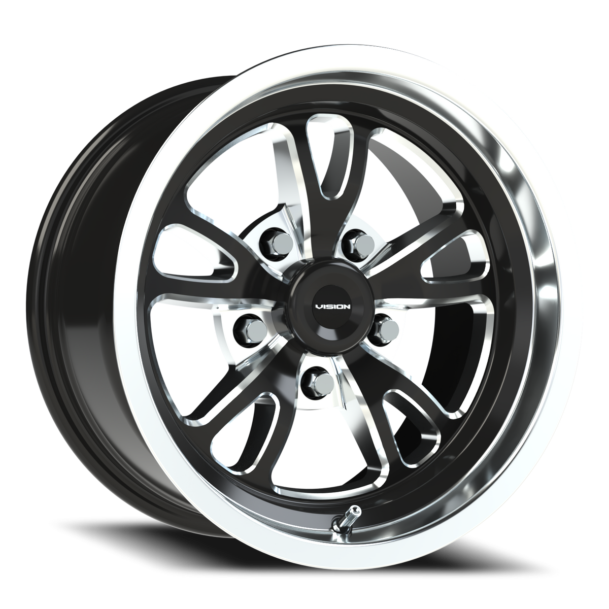 Vision Wheel 149 Gloss Black Milled Spoke Polished Lip 15x8 0 5x127mm 83.1mm - Wheelwiz