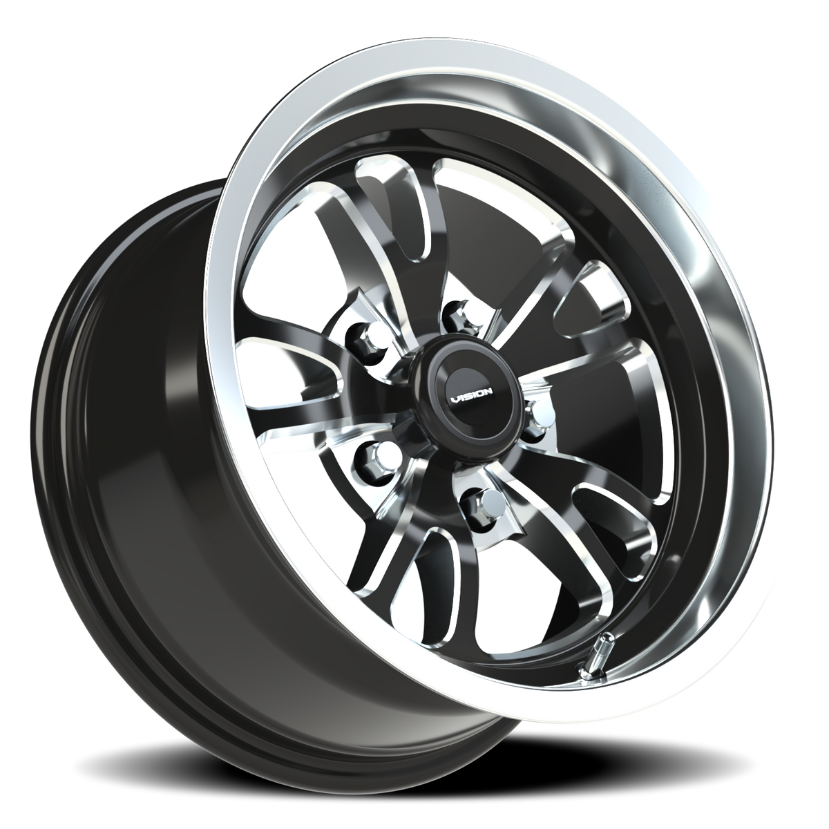 Vision Wheel 149 Gloss Black Milled Spoke Polished Lip 15x8 0 5x127mm 83.1mm - Wheelwiz