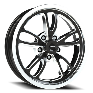 Vision Wheel 149 Gloss Black Milled Spoke Polished Lip 17x4.5 -24 5x114.3mm 83.1mm