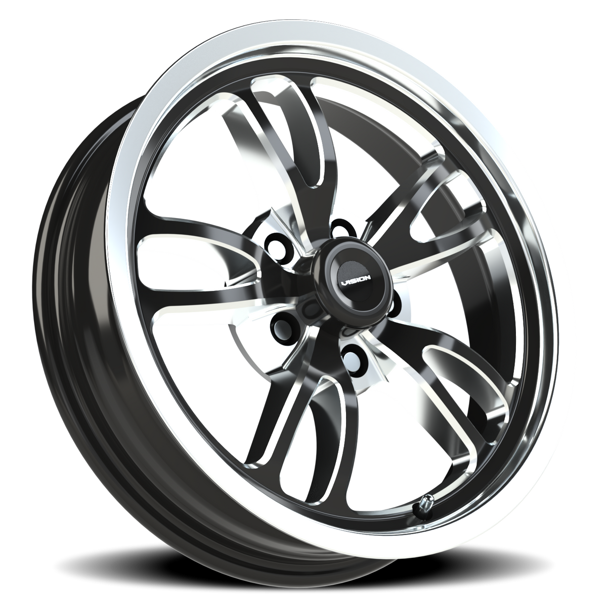Vision Wheel 149 Gloss Black Milled Spoke Polished Lip 17x4.5 -24 5x114.3mm 83.1mm - Wheelwiz