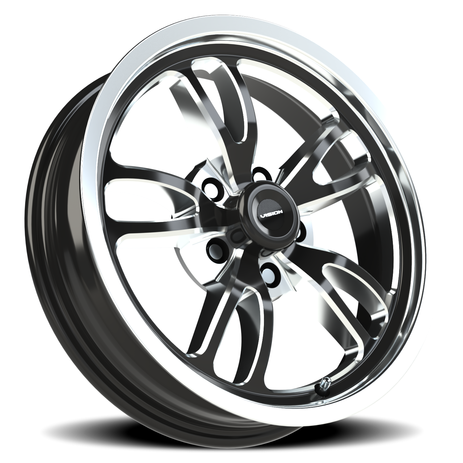 Vision Wheel 149 Gloss Black Milled Spoke Polished Lip 17x4.5 -24 5x114.3mm 83.1mm - Wheelwiz