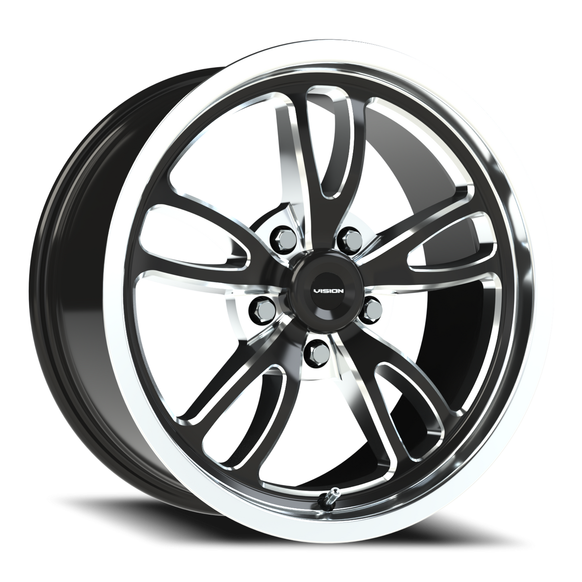 Vision Wheel 149 Gloss Black Milled Spoke Polished Lip 17x8 +25 5x120.65mm 83.1mm - Wheelwiz