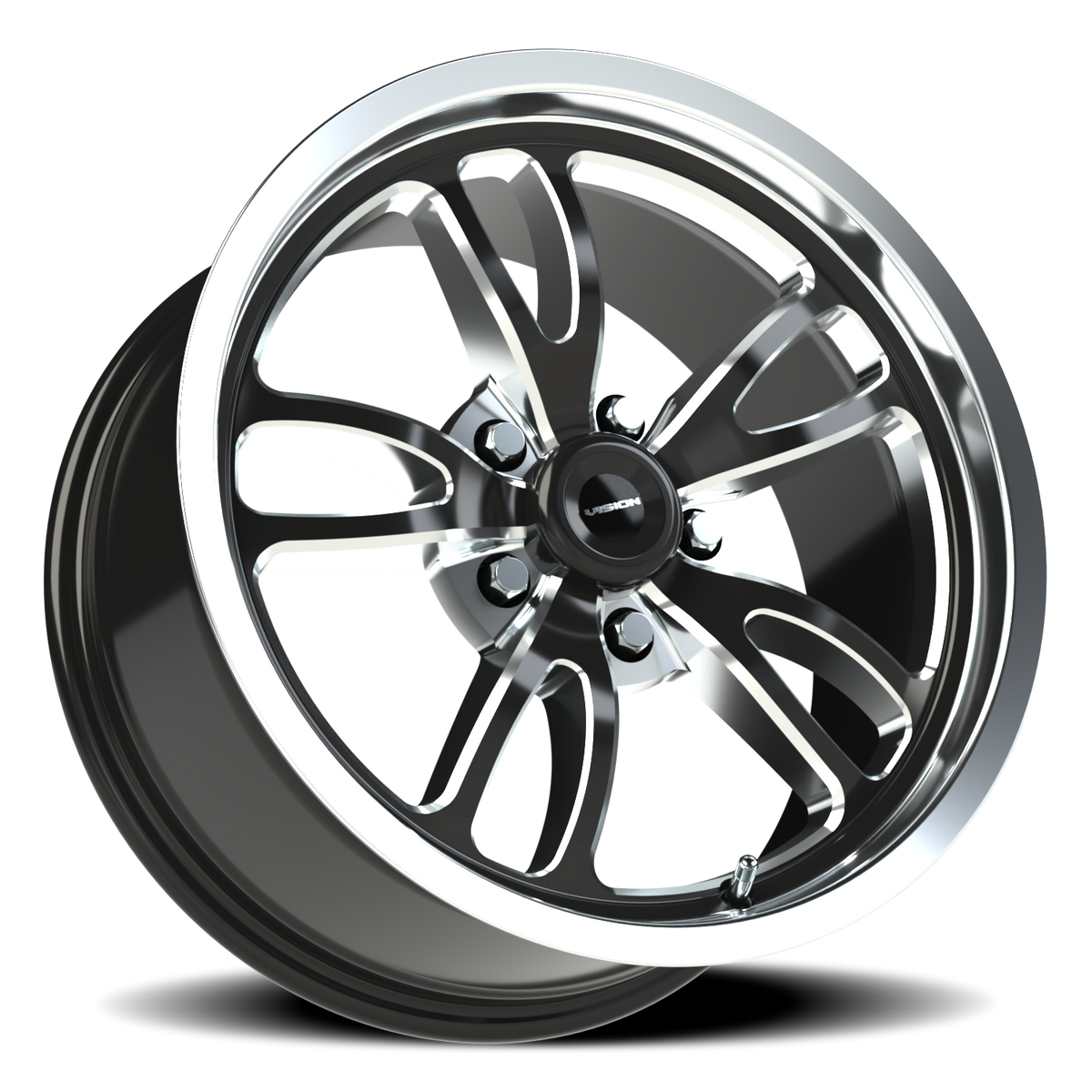 Vision Wheel 149 Gloss Black Milled Spoke Polished Lip 17x8 +25 5x120.65mm 83.1mm - Wheelwiz
