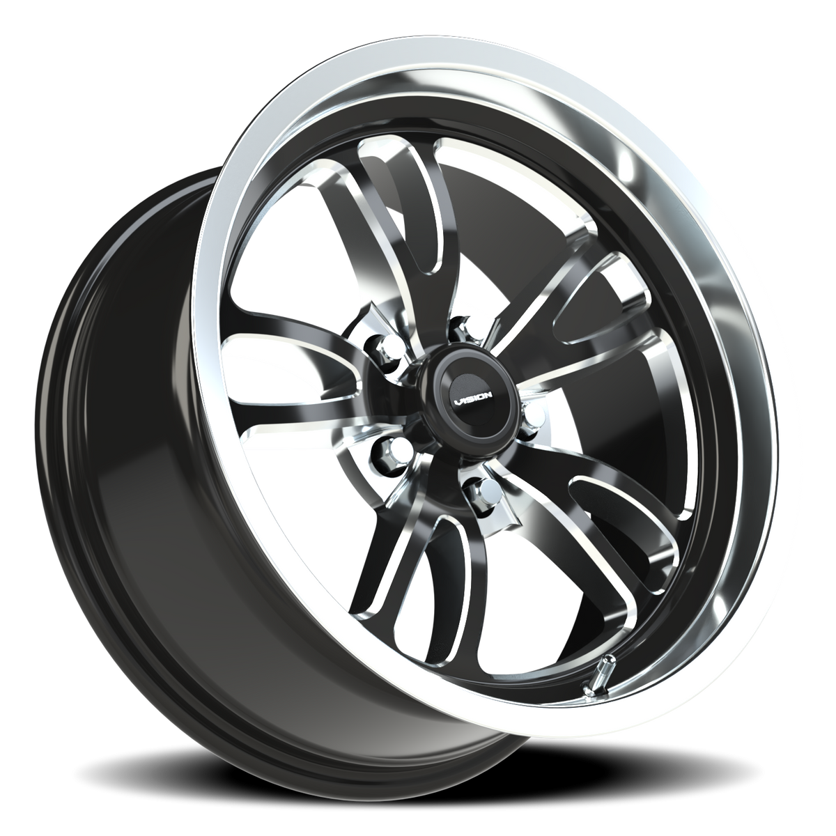 Vision Wheel 149 Gloss Black Milled Spoke Polished Lip 17x8 0 5x114.3mm 83.1mm - Wheelwiz